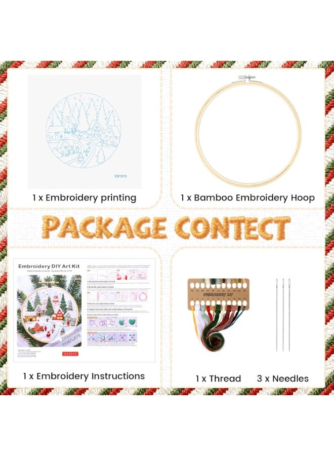 Bukela Christmas Embroidery Kit for Adults & Beginners - Gnomes & Cross Stitch Patterns, Cotton, Threads, Needles & Instructions (4 Pcs) - Image 3